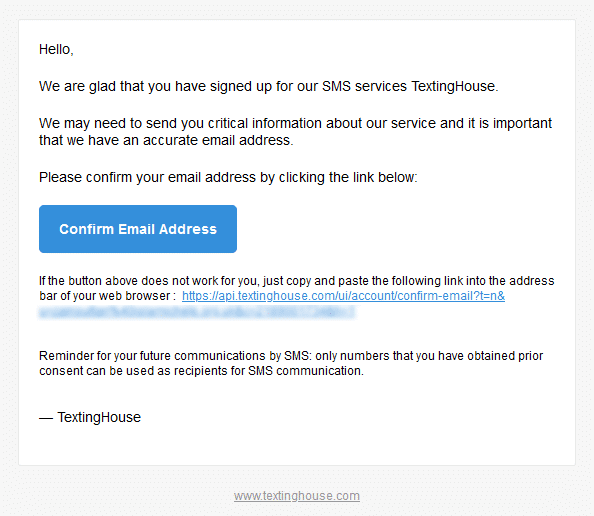 Confirm your email to use TextingHouse SMS for HubSpot