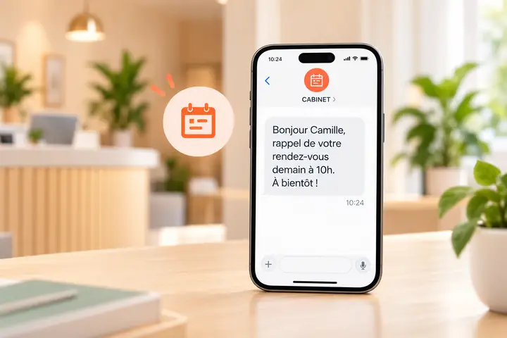 SMS de rappel de rendez-vous reçu sur un smartphone